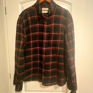 Madewell Black and Burgundy Plaid Flannel Shirt